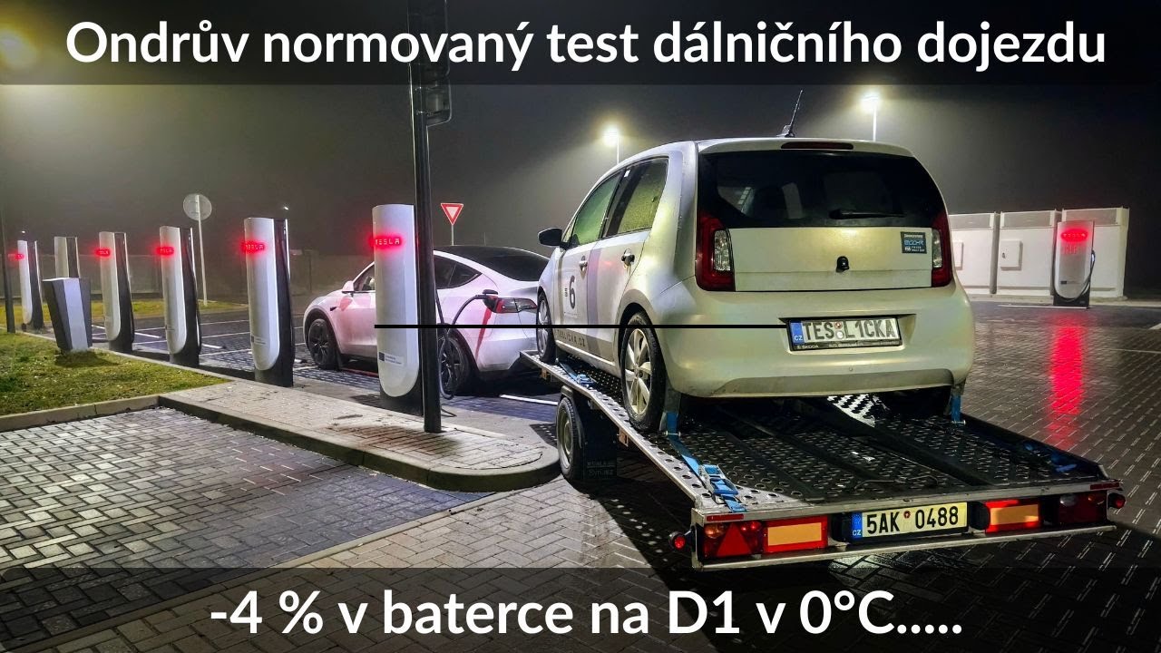 1,5t za Teslou na D1 při 0°C - test reálného dojezdu | Praha - Brno - Praha