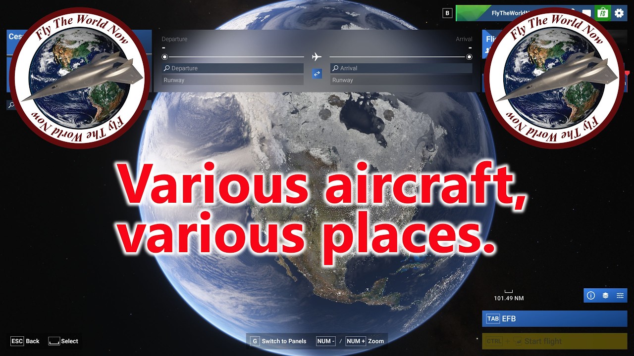 Various aircraft, various places. FlyTheWorldNow MSFS2024 Microsoft Flight Simulator