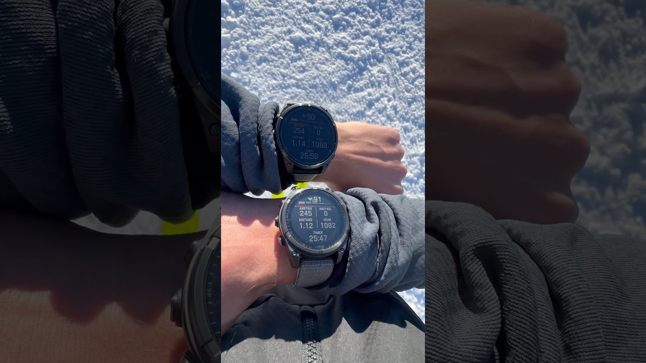 Garmin Fenix 8 Pro vs. Fenix 8 Solar in direct sunlight #garmin#fenix#solar#alps#snow#sun#outdoors