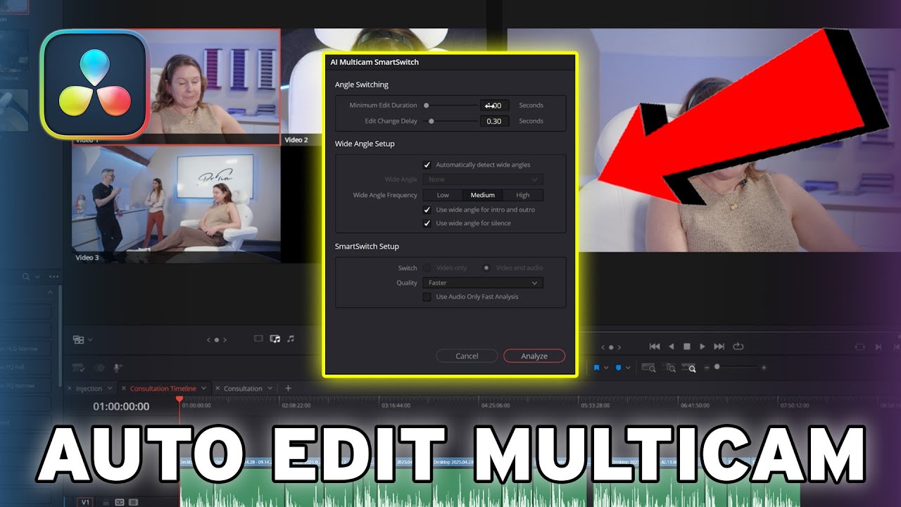 How To AUTOMATICALLY Edit Multicam In Davinci Resolve 20