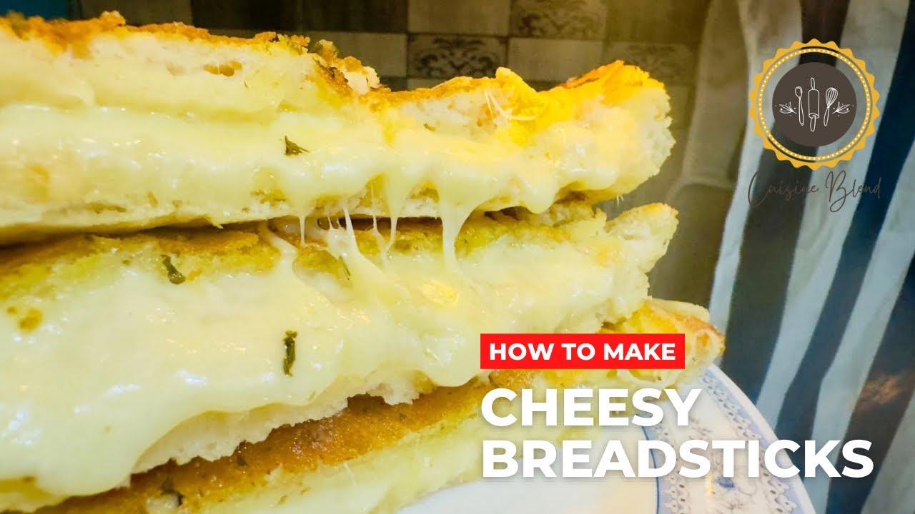 Homemade Breadsticks Recipe by @CuisineBlend | Cheesy Garlic Breadsticks using Pizza Dough |