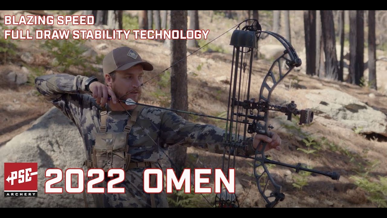BLAZING SPEED. FULL DRAW STABILITY TECHNOLOGY. THE 2022 PSE OMEN COMPOUND HUNTING BOW.