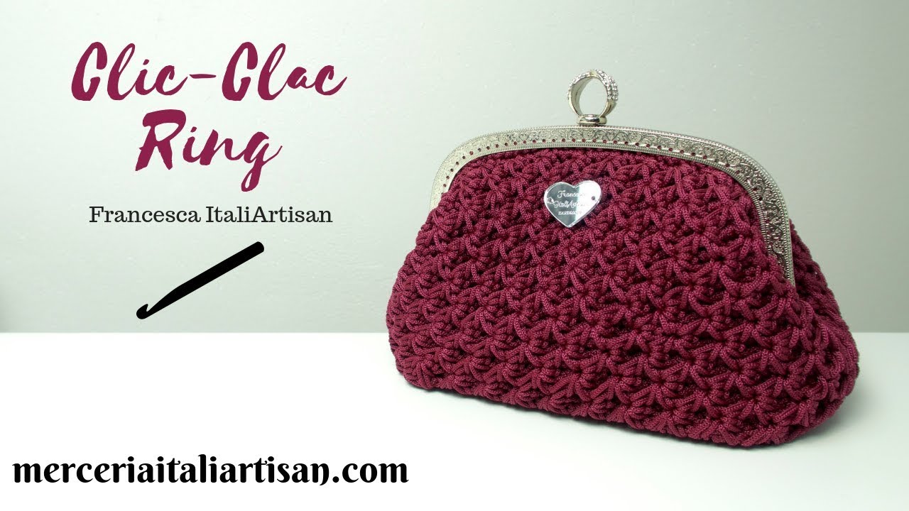 Clic Clac Ring -Crochet bag - Borsa uncinetto cordino swan