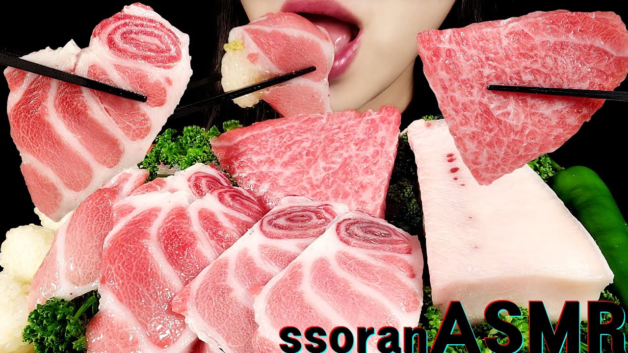 ASMR 🐟 통참치 참치회 먹방(참다랑어 배꼽살,가마육,황새치 뱃살) BIG RAW TUNA SASHIMI MUKBANG EATING SOUNDS