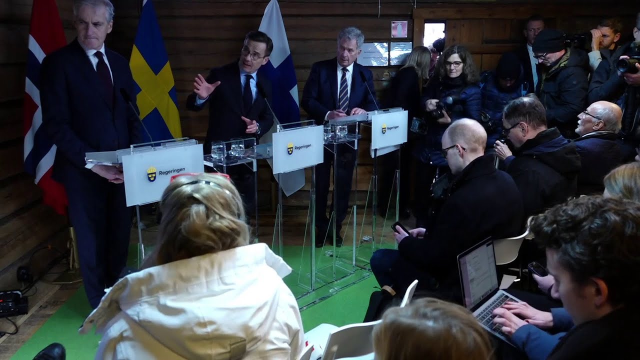 Pressträff med Ulf Kristersson, Sauli Niinistö och Jonas Gahr Støre