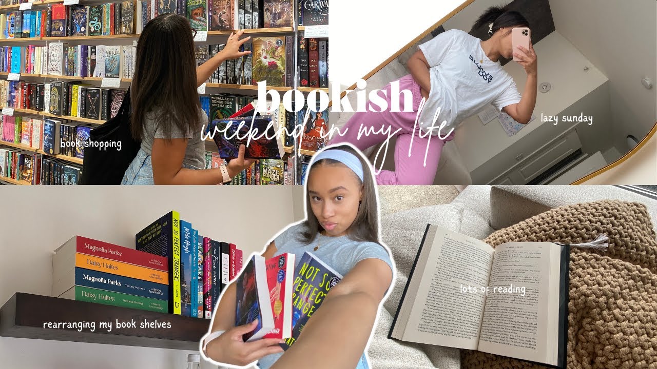 spend a cozy bookish weekend with me 🎧🧸☁️ | book shopping, rearranging book shelves, lots of reading