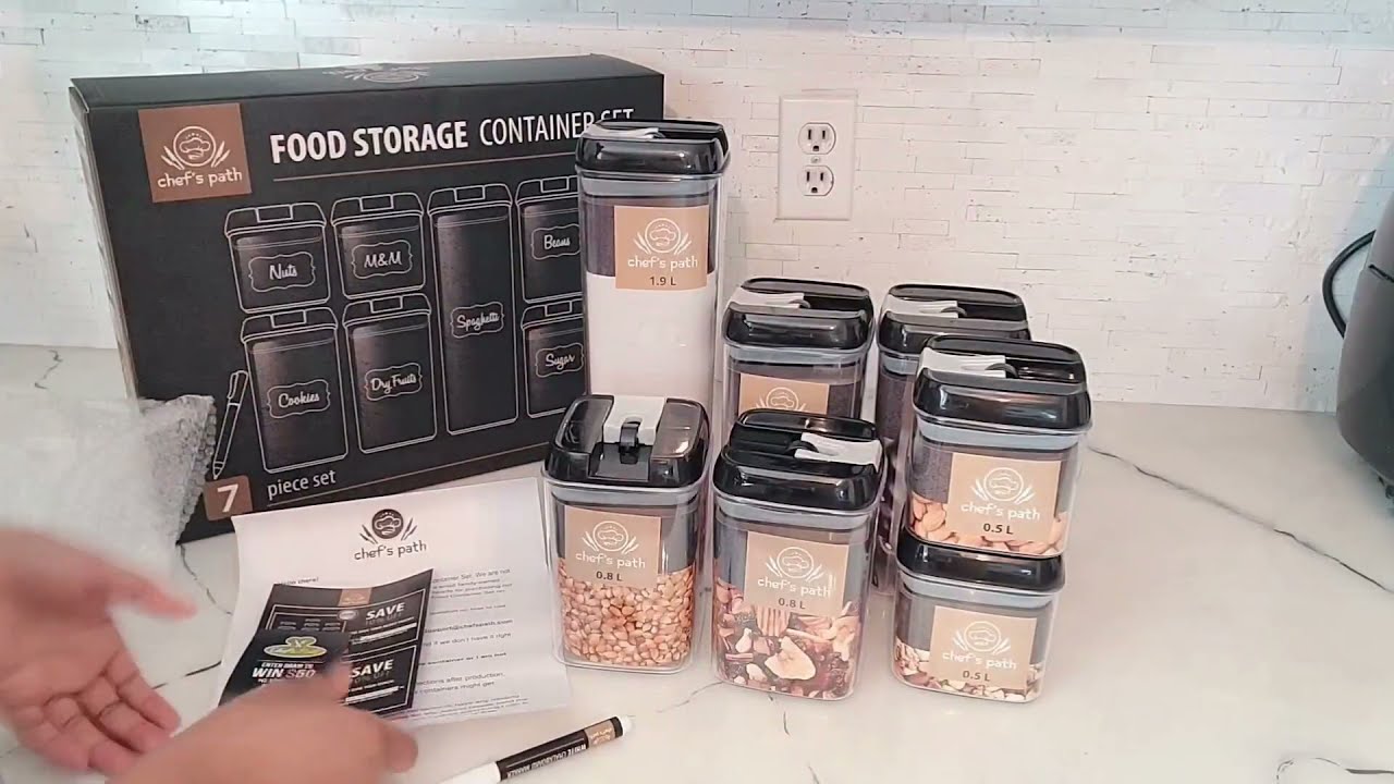 Airtight Food Storage Containers Set   7 PC, 100% Airtight, BPA Free Clear Plastic, Kit Amazon com
