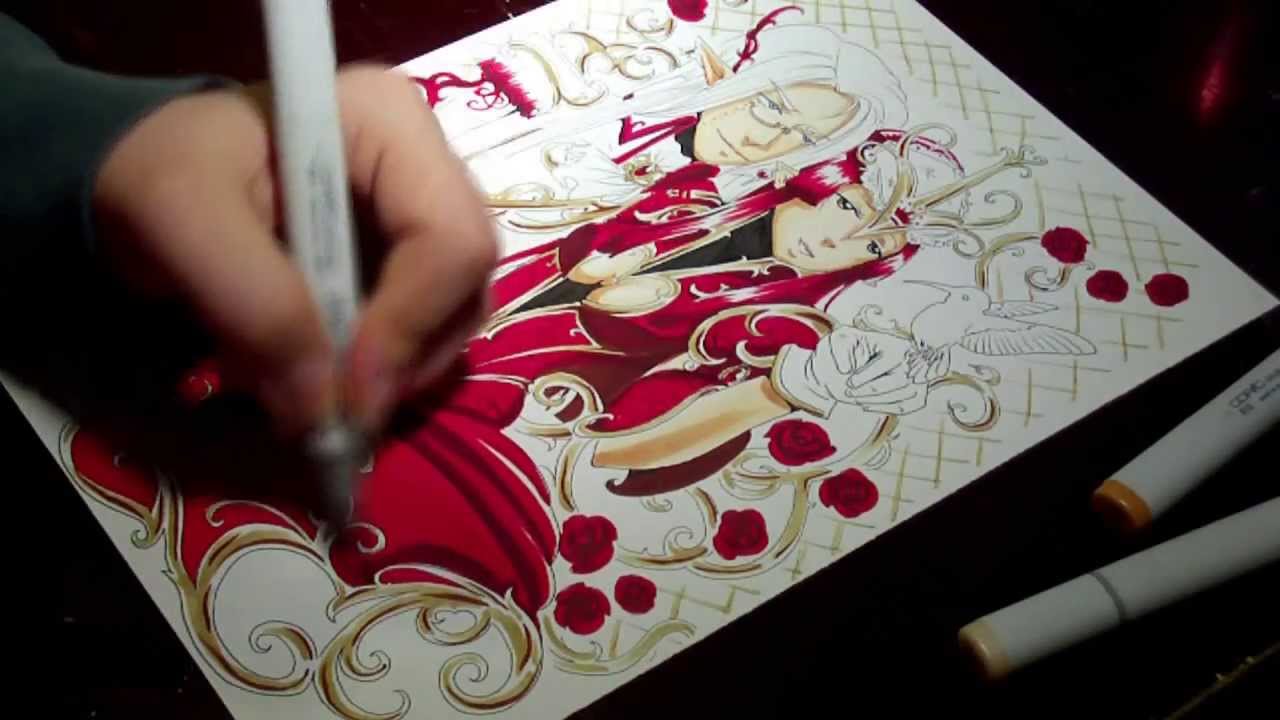 King and Queen of Hearts Manga Copic Drawing