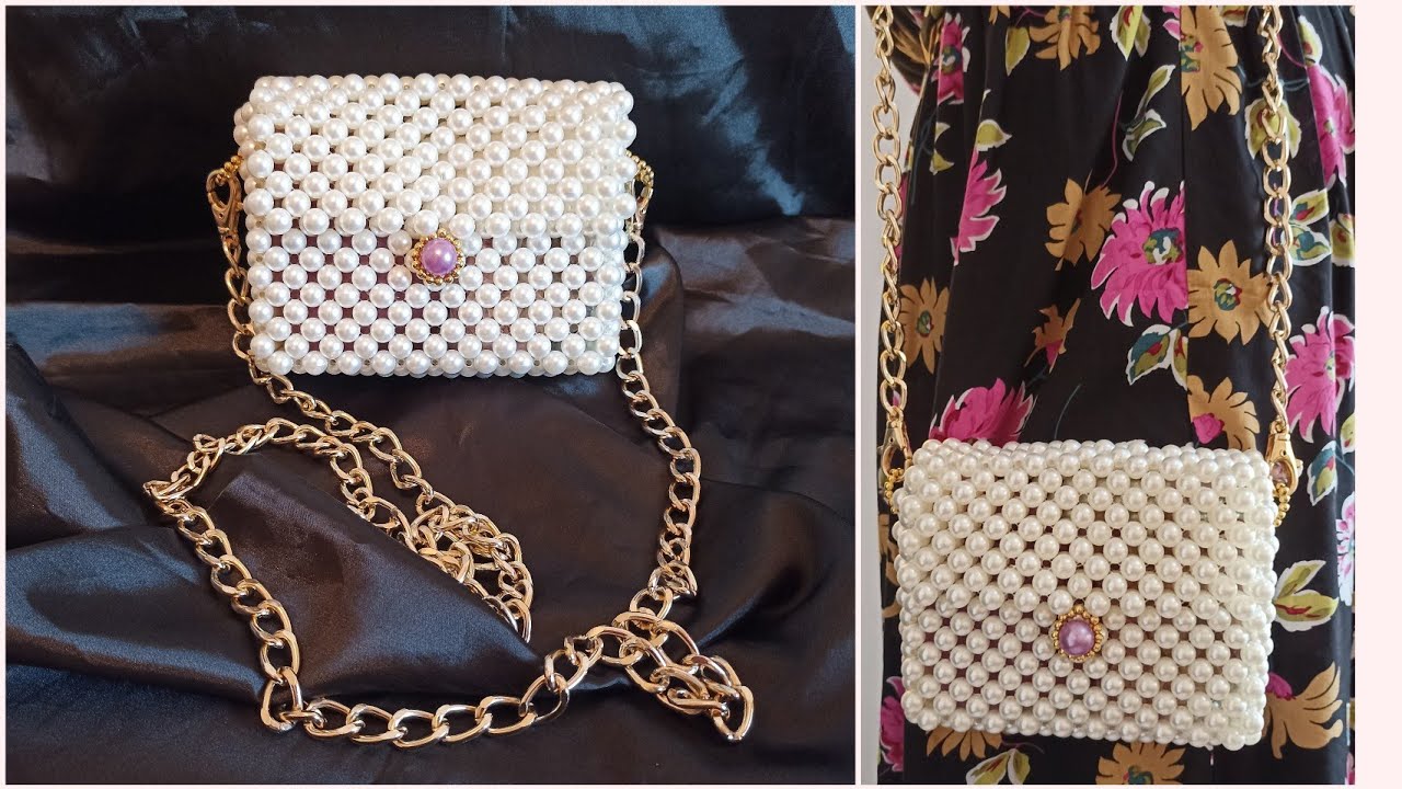 طريقة عمل شنطة من الخرز اللولي على الموضة / beaded bag DIY /sac en perles