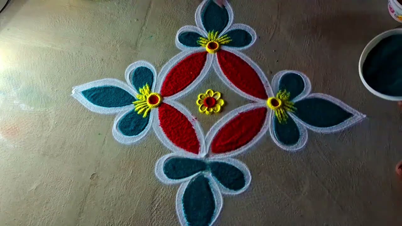 aadi madham🌻Easy flowers padi kolam3*1🌻aani madham special kolam🌻pandaga muggulu@kanishcreatives