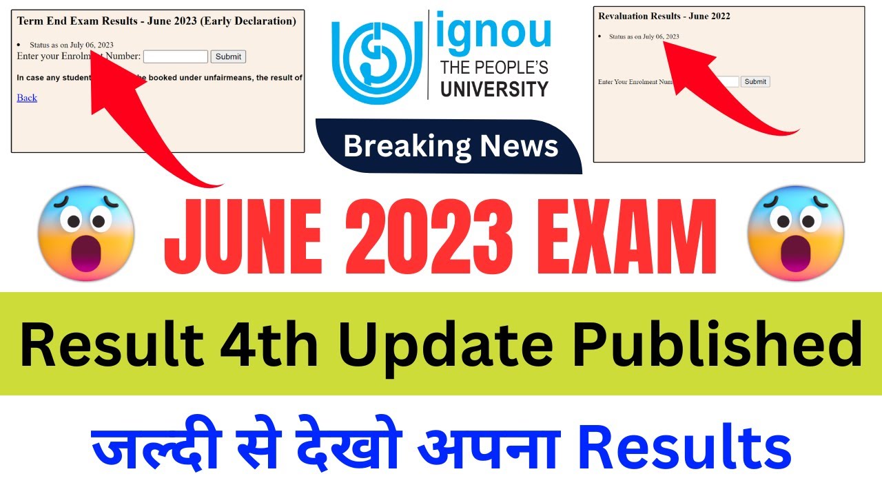 (Breaking News) June 2023 Exam Result 4th Update Published | IGNOU Exam Result June 2023 Link