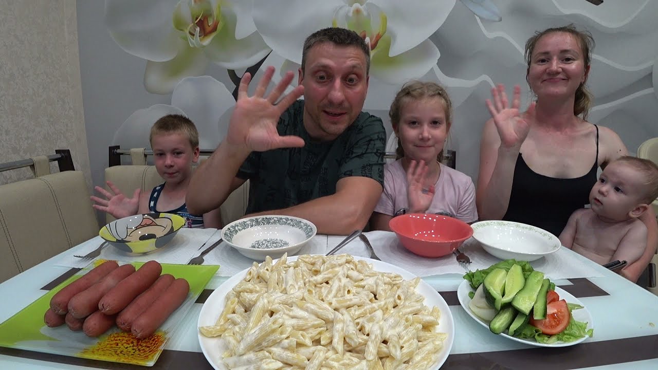 МУКБАНГ ПАСТА АЛЬФРЕДО И СОСИСКИ | MUKBANG ALFREDO PASTA AND SAUSAGES #мукбанг #mukbang