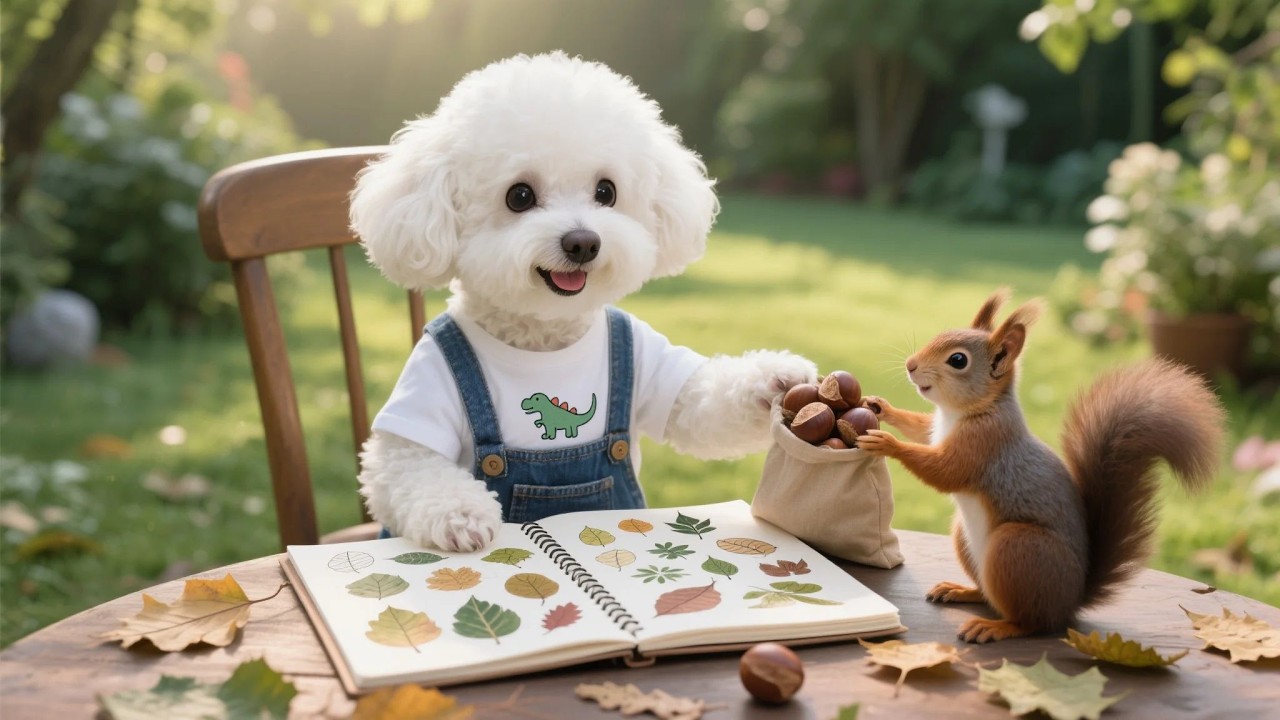 Baby Puppy's homework🐿️🍃! How Mama Dog and little squirrel help him finish it?