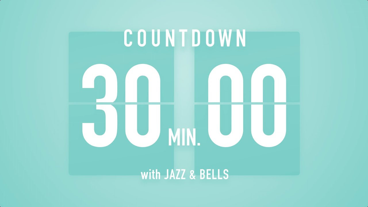 30 Minute Countdown Timer 🎶 Flip Clock with Jazz & Bells 🍵🔔