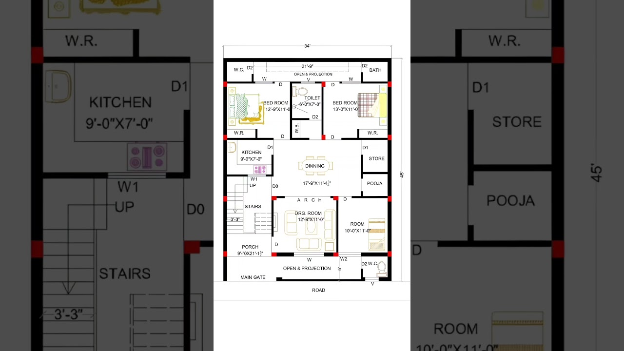35x45 simple house plan | 35x45 house plans | 35 x 45 feet house plans