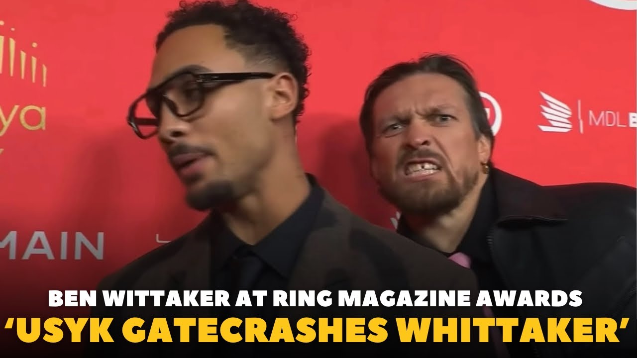 Oleksandr Usyk ‘GATECRASHES’ Ben Whittaker on the RED CARPET AT @RingMagazine AWARDS IN NYC