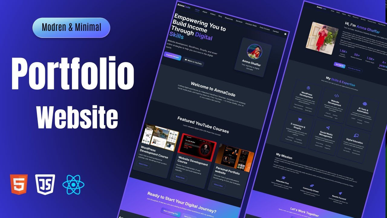 Build a Stunning Portfolio Website Using HTML CSS & JavaScript 🔥 #viralvideo#coding#css3 #portfolio