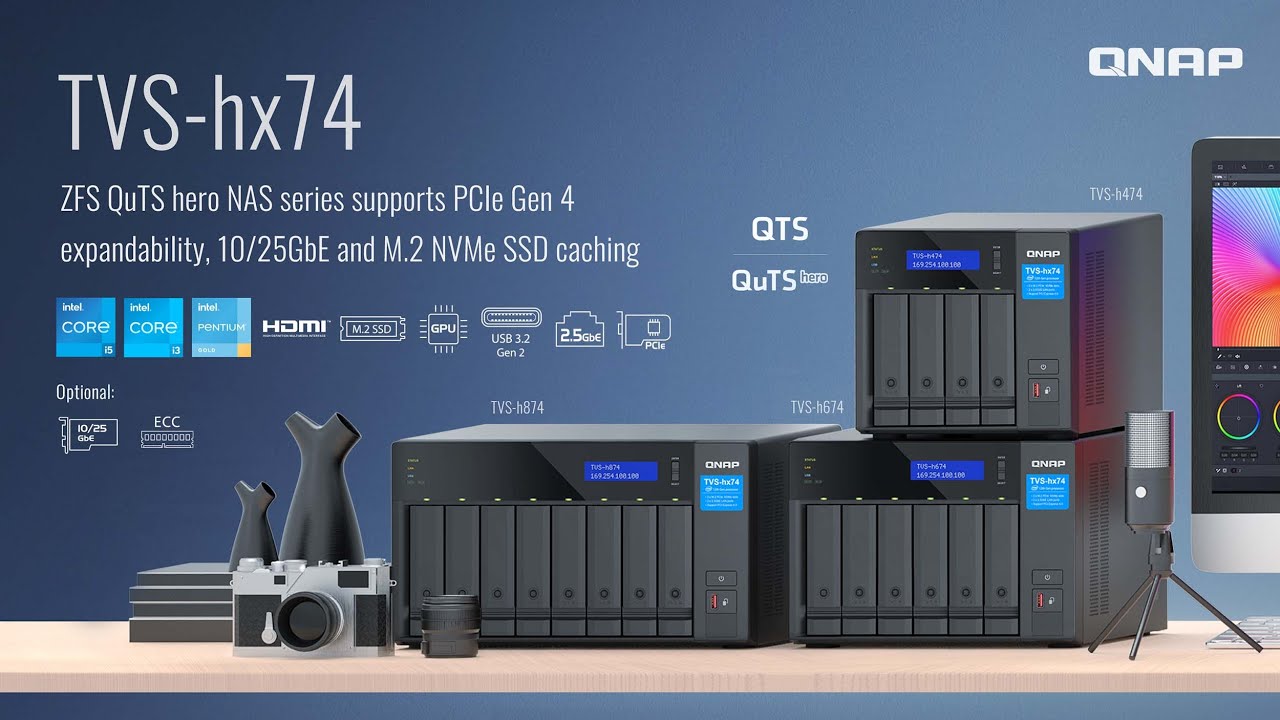 TVS-hx74: ZFS QuTS hero NAS series supports PCIe Gen 4 expandability, 10/25GbE, M.2 NVMe SSD caching