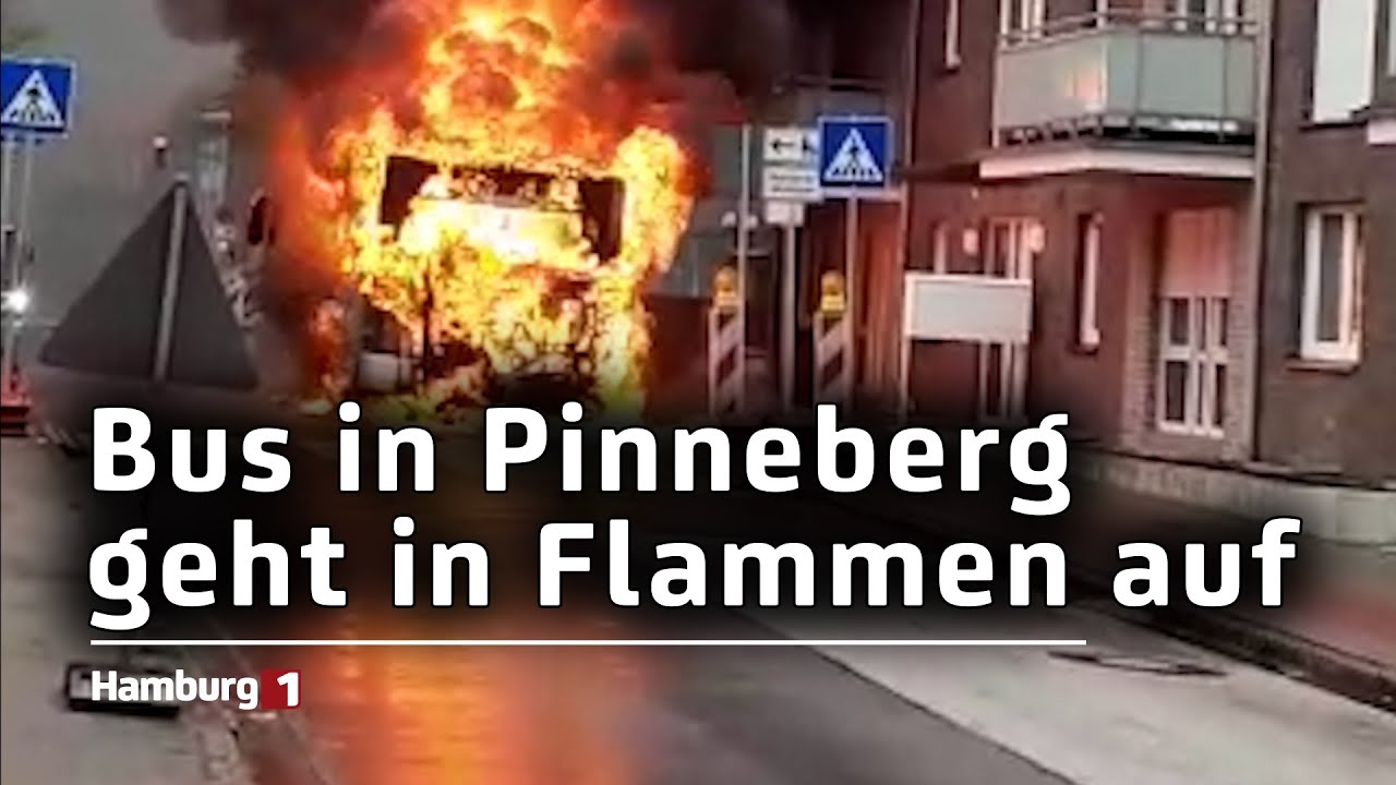 Explosion in Pinneberg - Linienbus brennt vollständig aus!