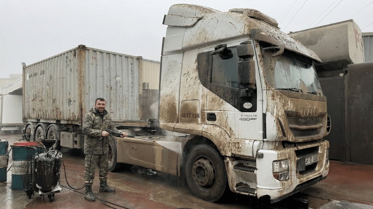 Back to New? ✨ Deep Cleaning a Mud Covered Iveco Truck (ASMR) 🚛💦 - Car Wash Beast
