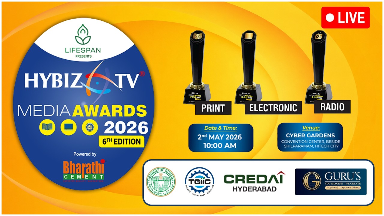 HYBIZ Media Awards 2026 6th Edition | Chief Guest D. Sridhar Babu, IT Minister at Cyber Gardens