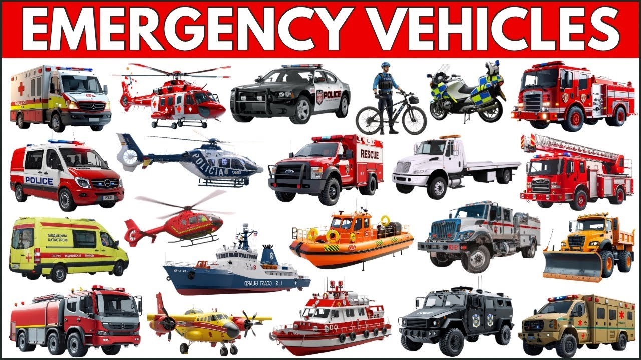 Машины скорой помощи для детей! 🚒 Спасательные машины, полицейские автомобили и машины скорой пом...