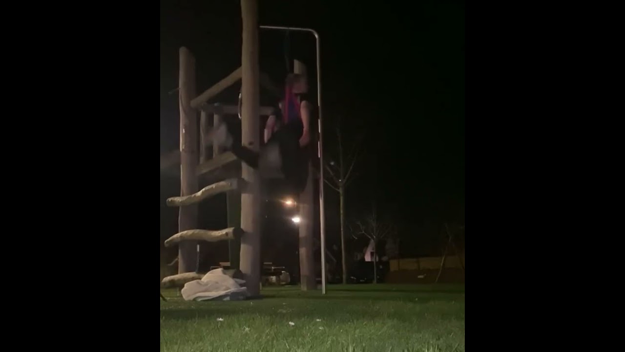 Nerd stuck in a hanging wedgie!!