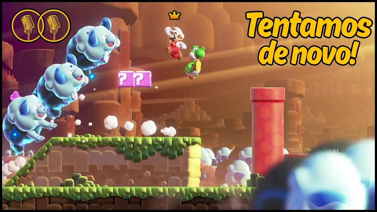 Tentamos pegar todas as sementes em Mario Wonder (coop)