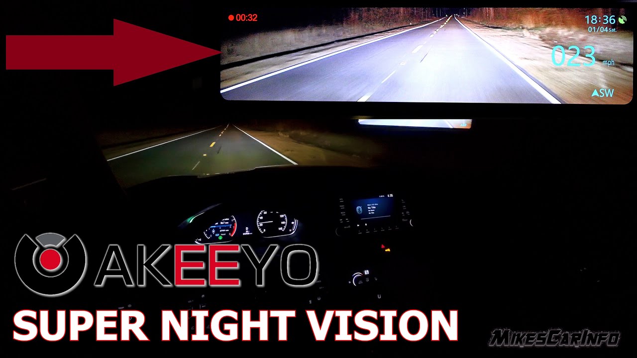 Super Night Vision  AKEEYO NV-X 12‘’ Touch Screen Dash Cam, Digital Mirror, GPS