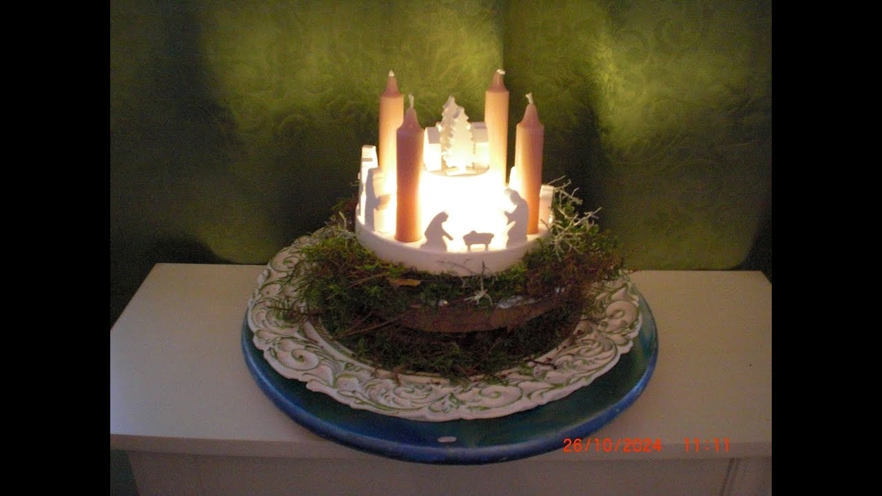 3.  Adventskranz 2024 -  gegossen mit Krippenfiguren Klötzchenfiguren