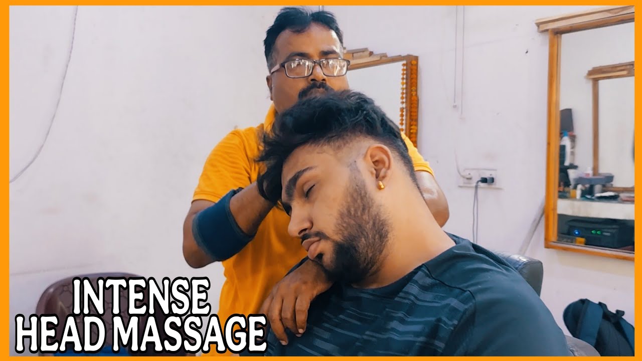 Intense Head massage, Back & Hand massage Neck cracking in Barbershop