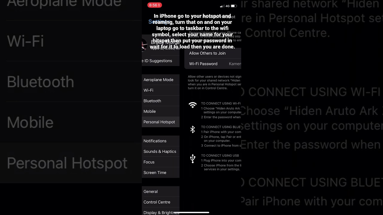 Hotspot from iPhone to laptop simple.