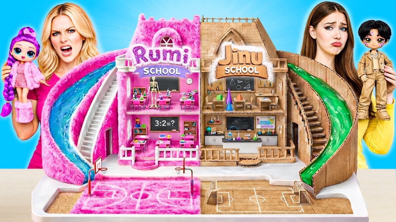We Build Amazing Doll School for Huntrix | Fluffy VS Cardboard Challenge by PiPi Pop