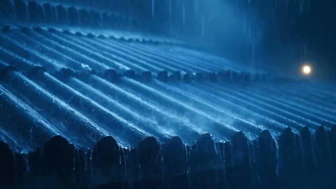Continuous Rainstorm on the Roof | Relaxing Sounds for Deep Sleep 4K UHD