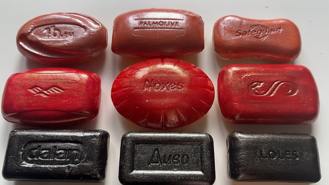 ASMR cutting of dry soap coated with varnish 🧡❤️🖤