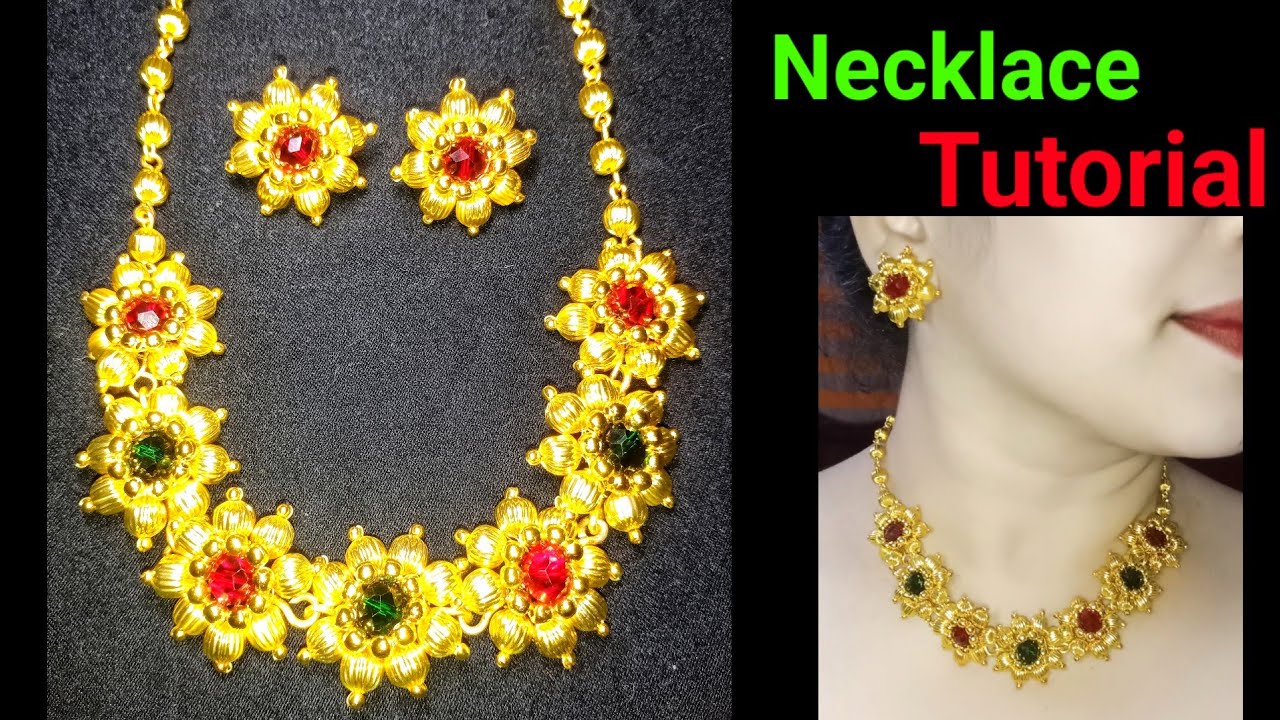 Easy Necklace Making | DIY Wire Wrapped Jewelry | Maharashtrian Jewellery | Bakul Choker Necklace