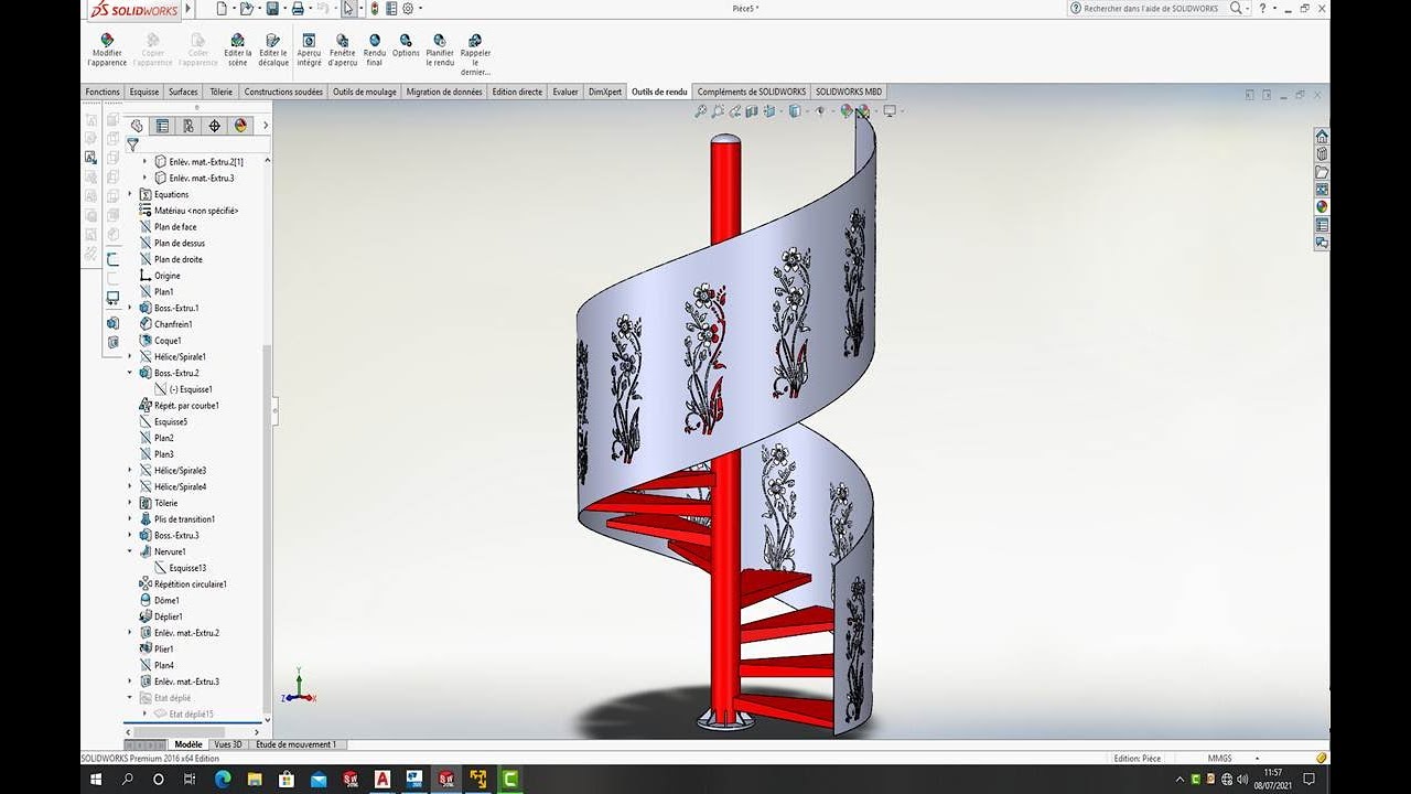 SOLIDWORKS - Exercice Escalier hélicoïdal