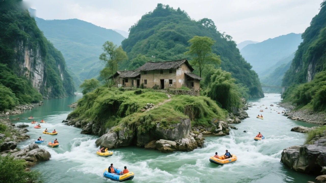 贵州黔南深山峡谷发现一座荒村，三面环水坐落在小山包上，旁边就是贵州最刺激的漂流地点！【乡村阿泰】