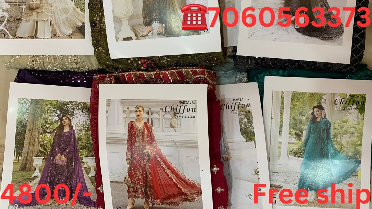 Maria.B chiffon embroidered luxury collection🌸💃re-stock💃party wear suits☎️7060563373