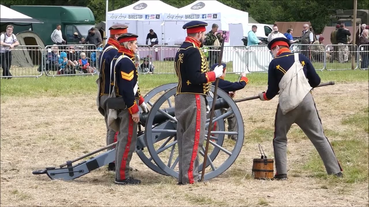 Battle of Waterloo 6 Pdr cannon reenactment, at The Overlord Show 2024