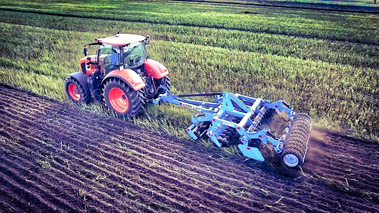 ☆TechMlek☆ Agro-Lift☆Talerzowanie Kubota M7132 + Brona talerzowa ciężka 3m półzawieszana, wał tnący