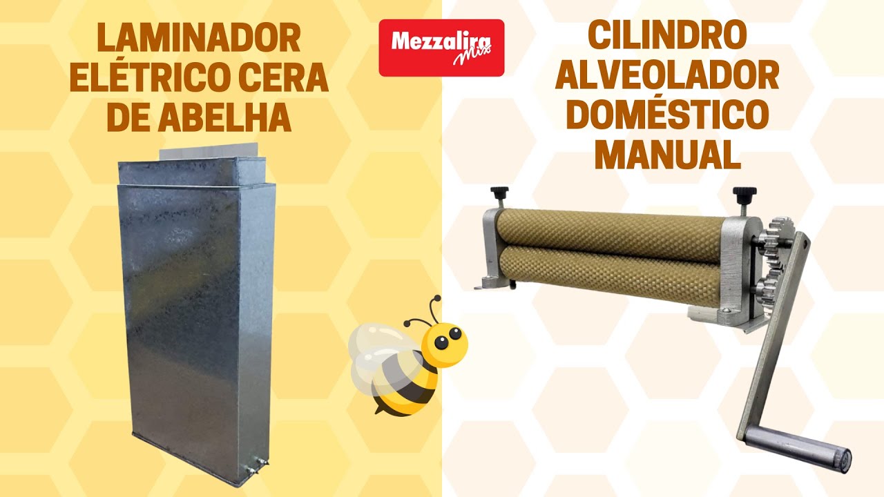 Laminador Elétrico Cera De Abelha e Cilindro Alveolador Doméstico Manual | Mezzaliramix