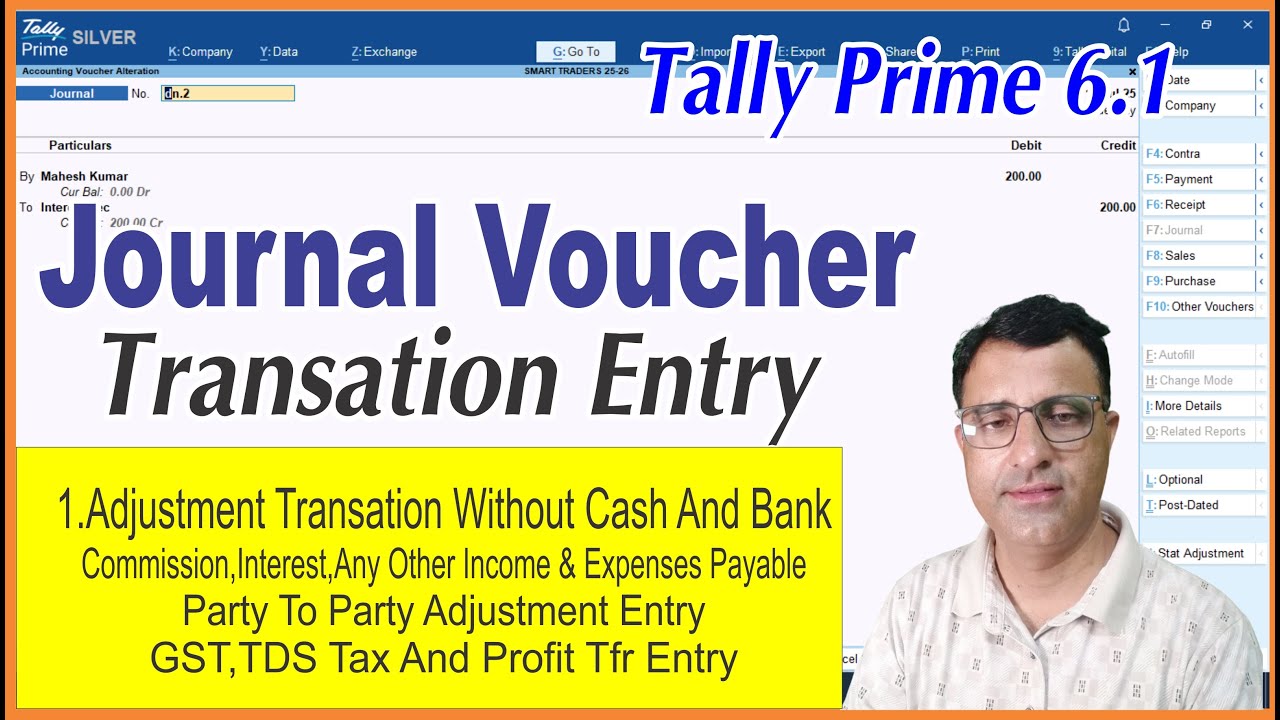 Journal Voucher Practical Entry in Tally Prime | All Entry in Journal Voucher F7 In Tally Prime 6.1