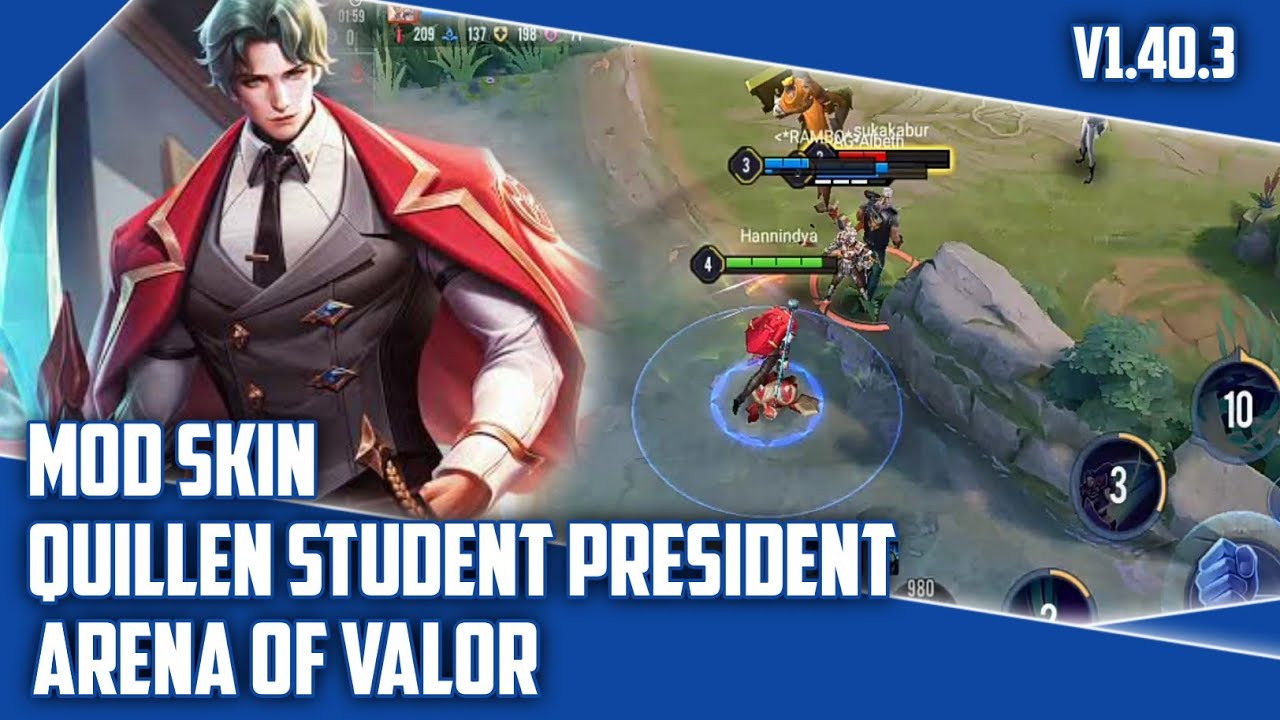 Quillen Student President mod skin Aov / Review mod in game / Arena Of Valor