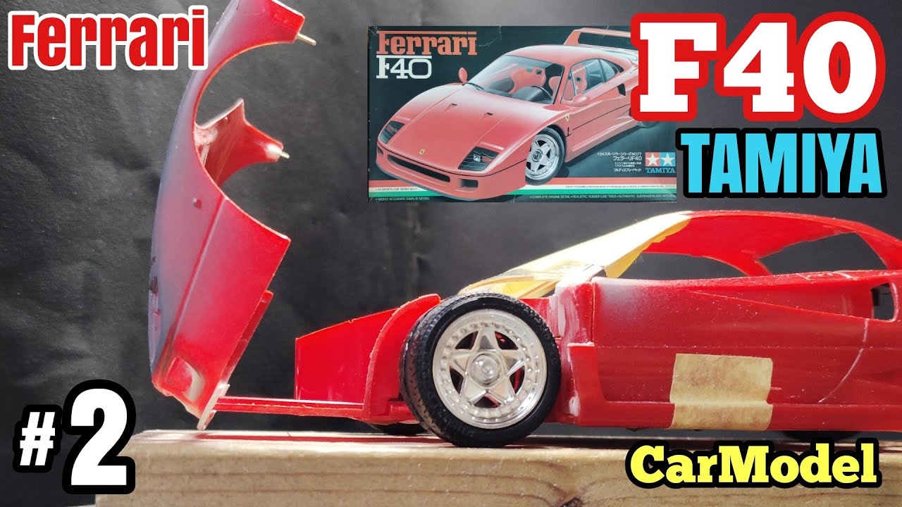 タミヤ フェラーリF40 製作2  フロントカウル開閉の工作【タミヤF40 1/24】【自動音声吹き替え付（英語）】