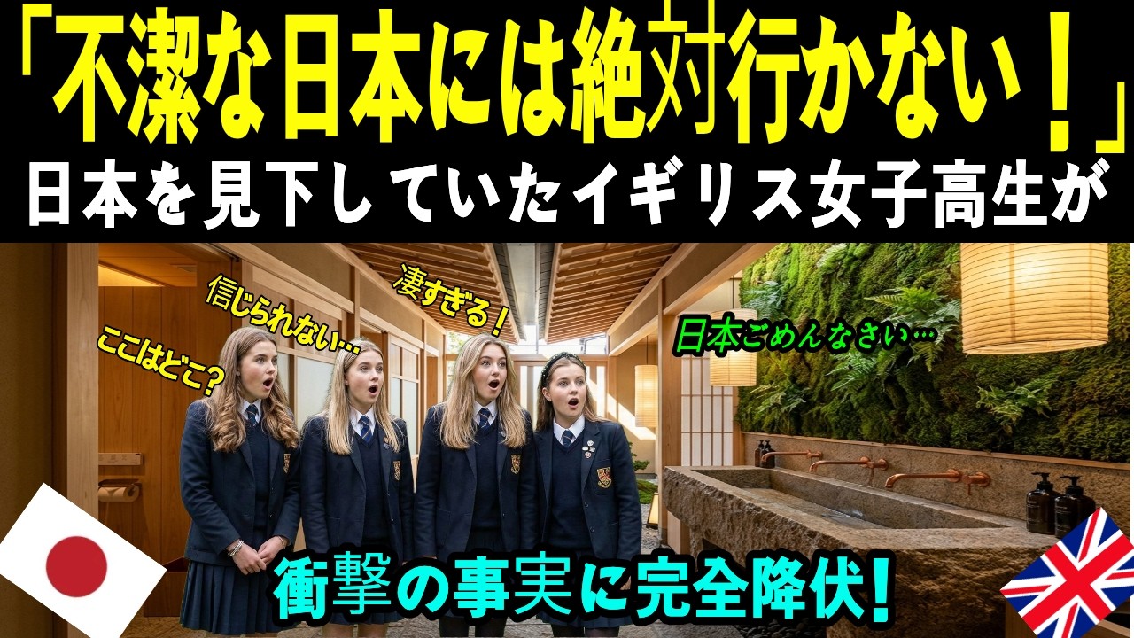 【海外の反応】 / 「不潔な国は嫌！」日本を侮っていた  英国エリート女子高生が 東京の公衆トイレで 驚愕! 母国との差に  屈服し  賞賛の嵐