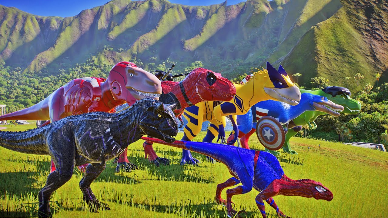 DINO Heroes Avengers Jurassic World Adventure and Battle, Deadpool, Wolverine, Spiderman, Ironman