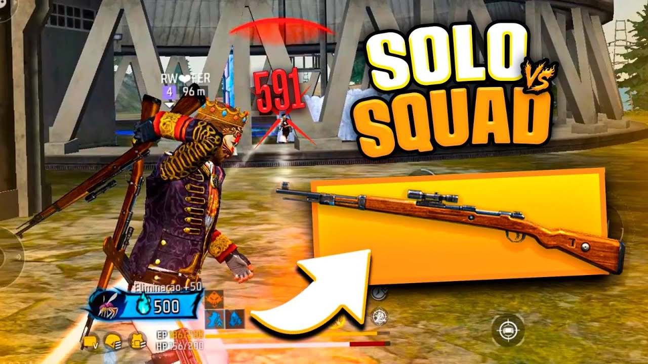 ESSA É A ARMA MAIS ROUBADA DO FREE FIRE? - JOGUEI COM 2 KAR98 SOLO VS SQUAD E OLHA OQUE EU FIZ 😱