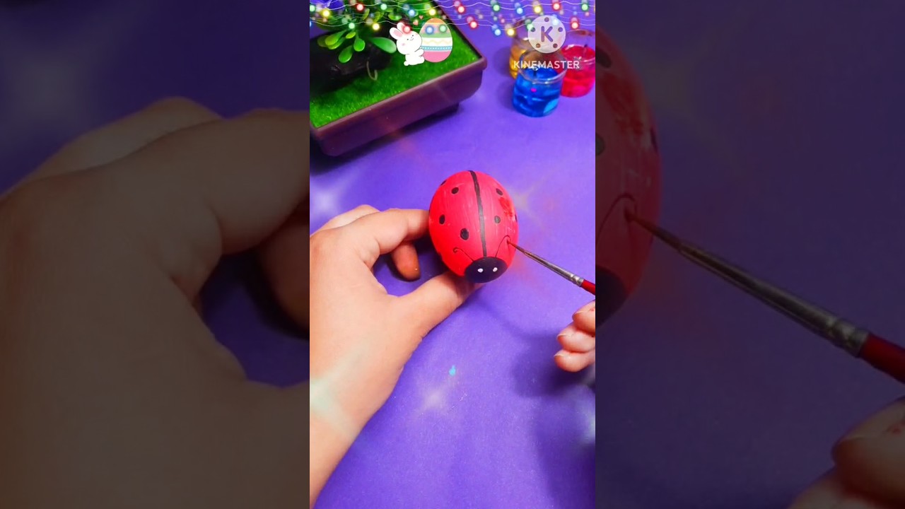 🐰🐣Easter egg painting idea 🐣🐰 | #shorts #trending #easter #art #ladybug | Preeshay's World