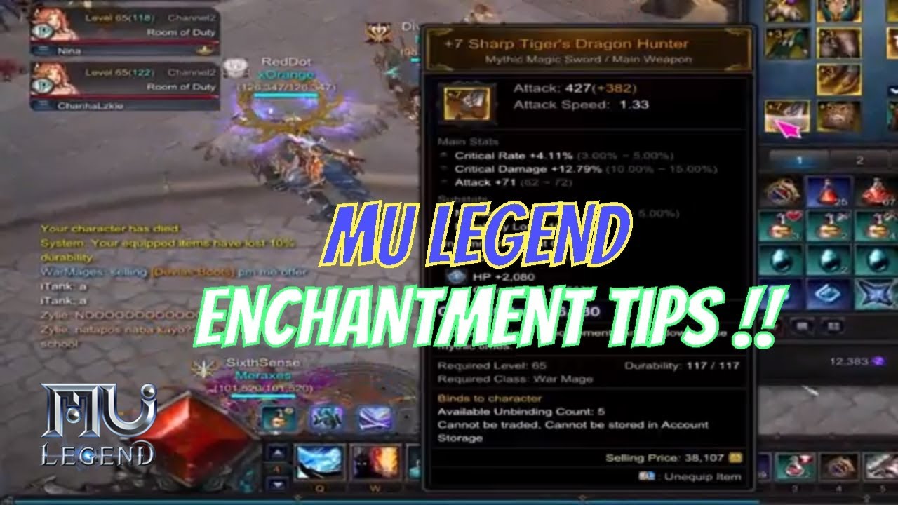 MU LEGEND - Enchantment Tips to upgrade your gear